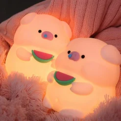 Lampada led maialino silicone per bambini