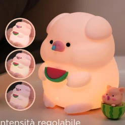 Lampada led maialino silicone per bambini