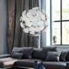 Lampadario bianco e argento Discalgo Trio