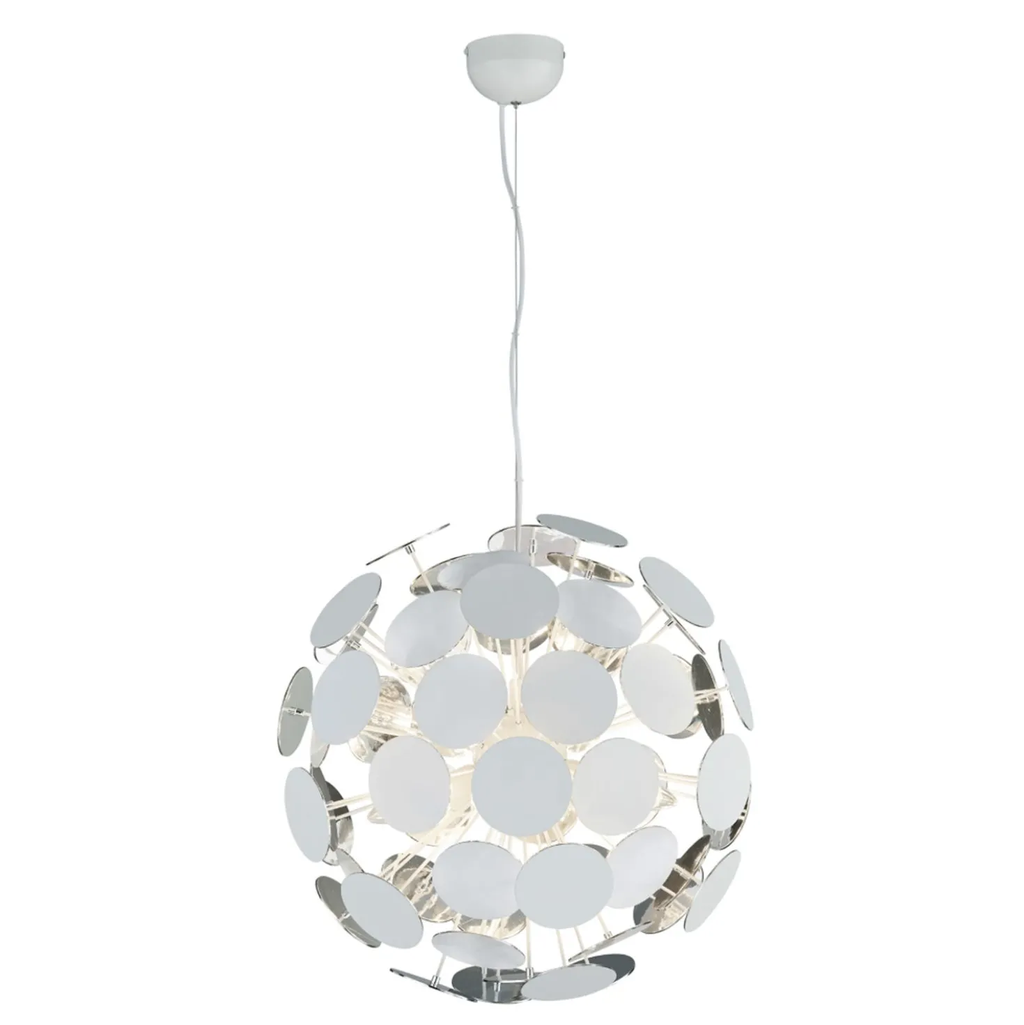 Lampadario bianco e argento Discalgo Trio