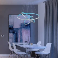 Lampadario LED 3 anelli in acciaio Aaron Trio