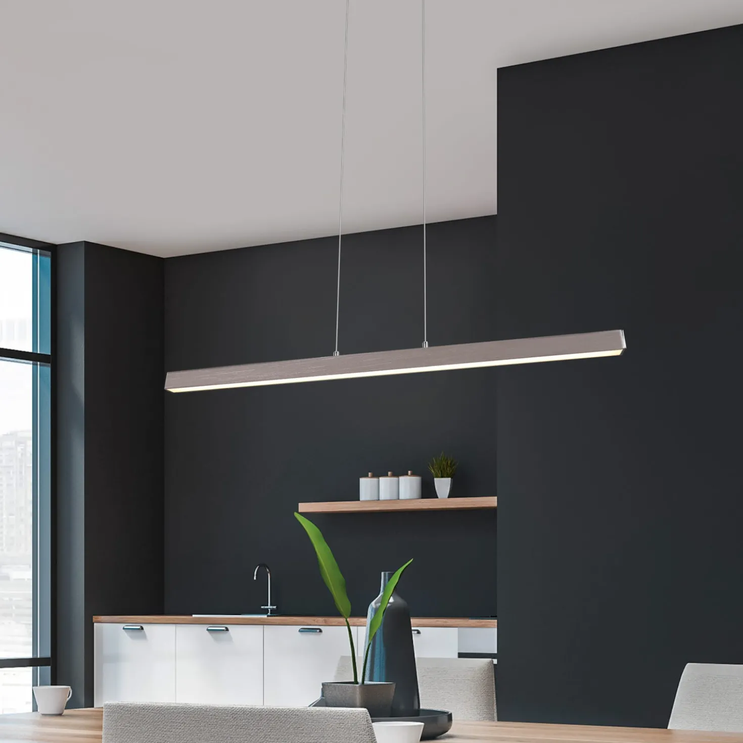 Lampadario LED finitura nickel opaco Belfast Trio