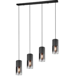 Lampadario 4 luci con paralumi fumé Robin Trio