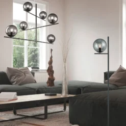 Lampadario 6 luci Pure nero fumé Trio