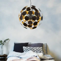 Lampadario nero e oro Discalgo Trio