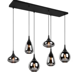 Lampadario nero opaco Lumina 6 luci Trio