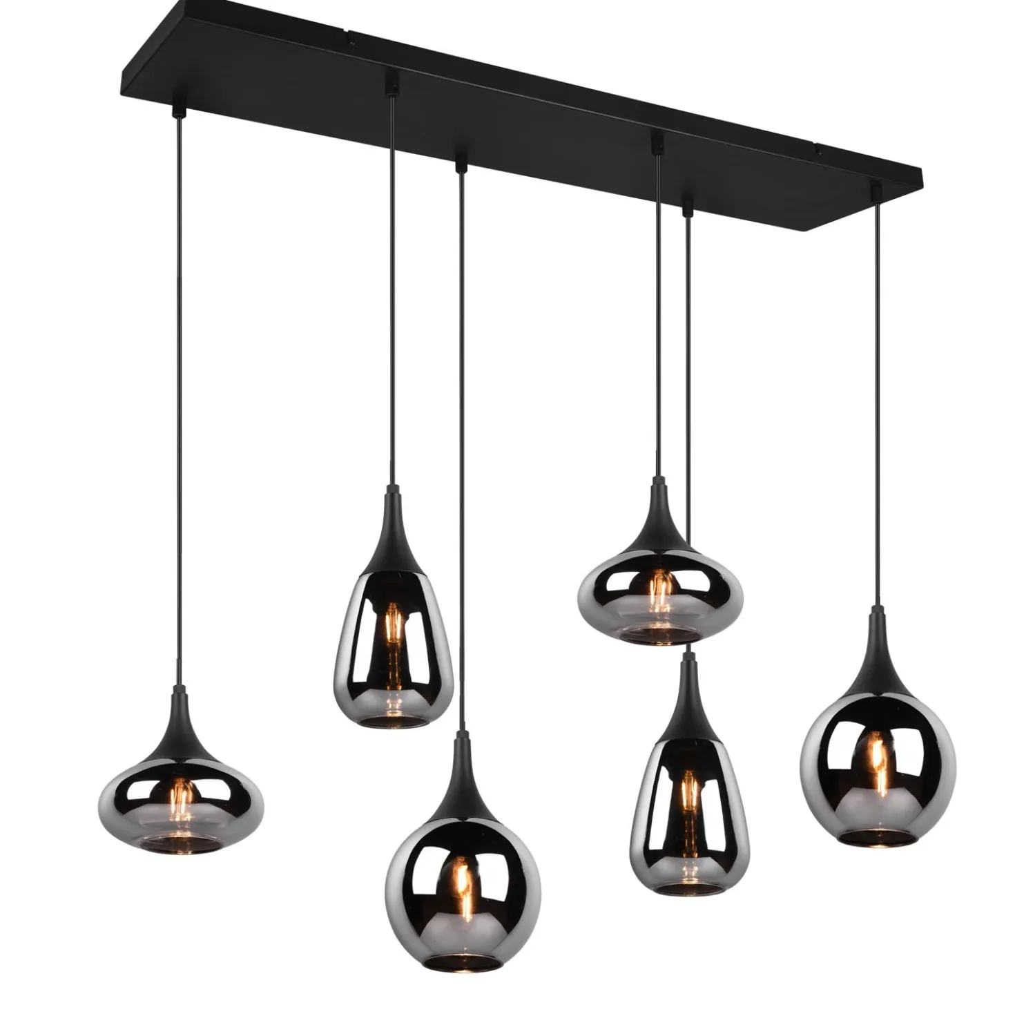 Lampadario nero opaco Lumina 6 luci Trio