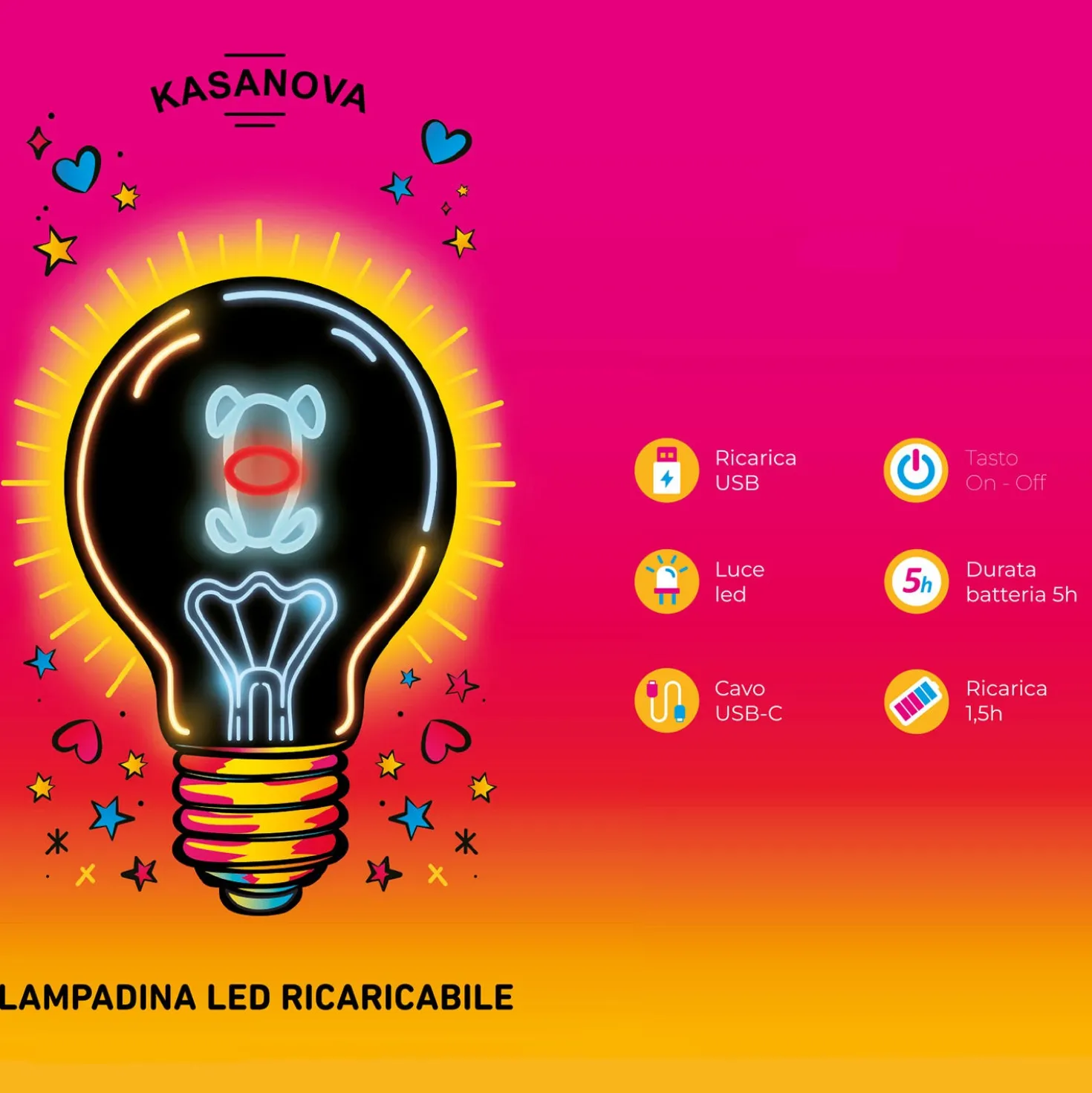 Lampadina decorativa Cane LED ricaricabile