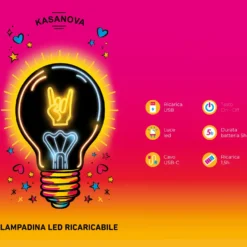 Lampadina decorativa Corna LED ricaricabile