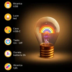 Lampadina decorativa led Arcobaleno ricaricabile
