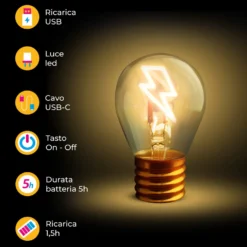 Lampadina decorativa led Fulmine ricaricabile