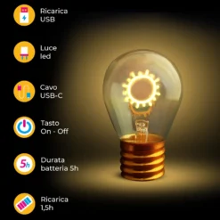 Lampadina decorativa led Sole ricaricabile