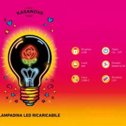 Lampadina decorativa Rosa LED ricaricabile