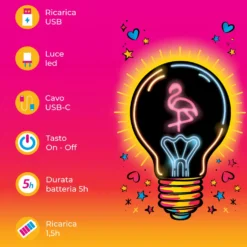 Lampadina fenicottero LED decorativa e ricaricabile