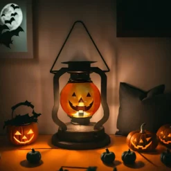 Lanterna zucca Halloween con suoni 14 cm