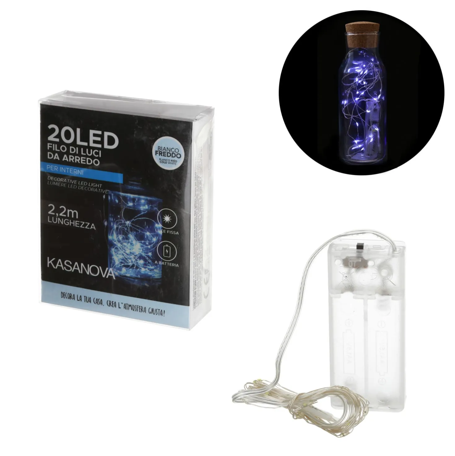 Luci di Natale 20 led 2,2 metri bianco freddo