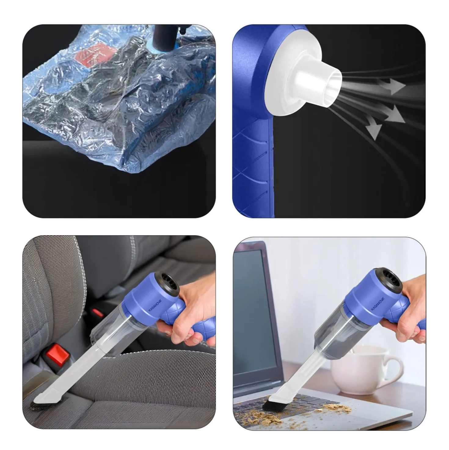 Mini aspiratore 2 in 1 senza fili blu