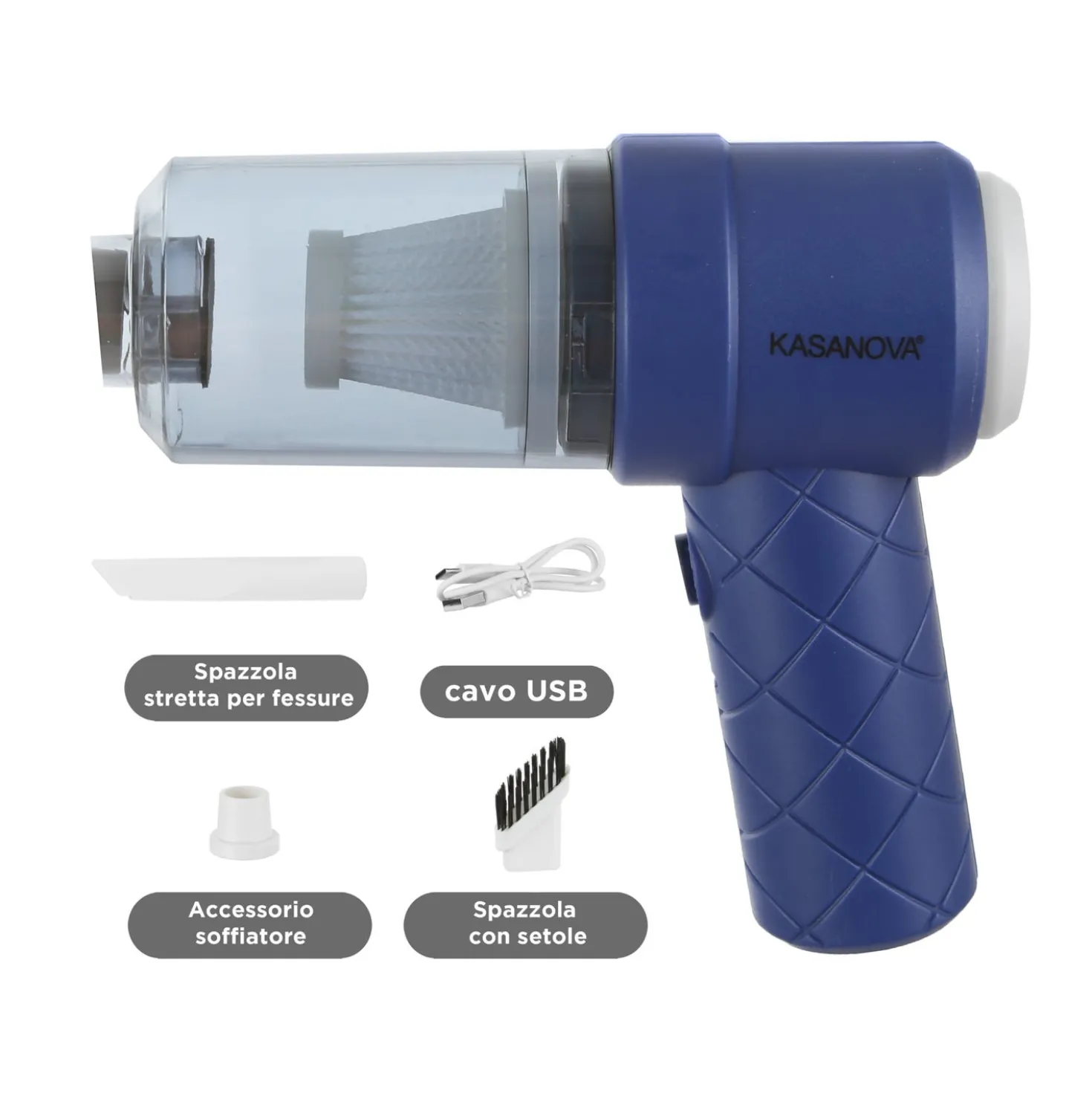 Mini aspiratore 2 in 1 senza fili blu