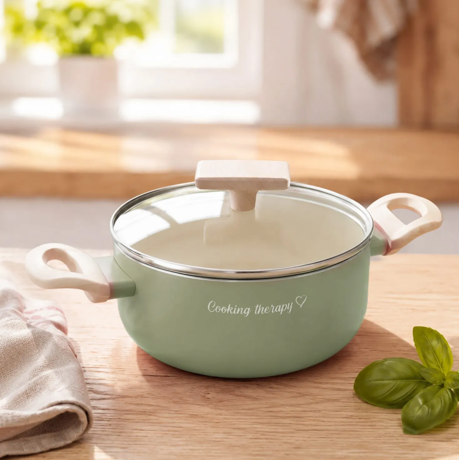 Mini casseruola 12 cm avocado Cooking Therapy con coperchio
