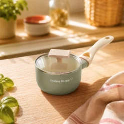 Mini casseruola 12 cm avocado Cooking Therapy un manico e coperchio
