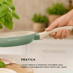 Mini casseruola 12 cm avocado Cooking Therapy un manico e coperchio