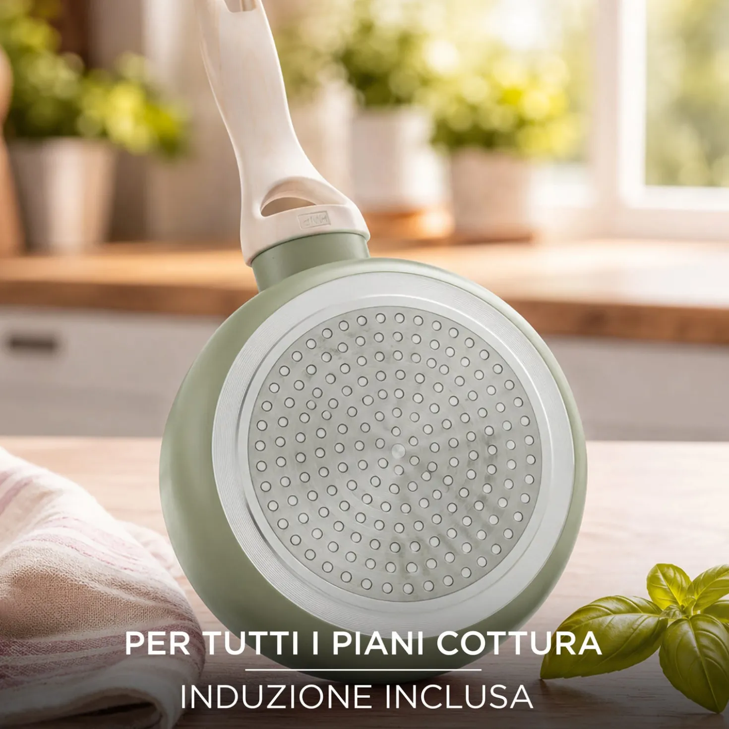 Mini casseruola 12 cm avocado Cooking Therapy un manico e coperchio