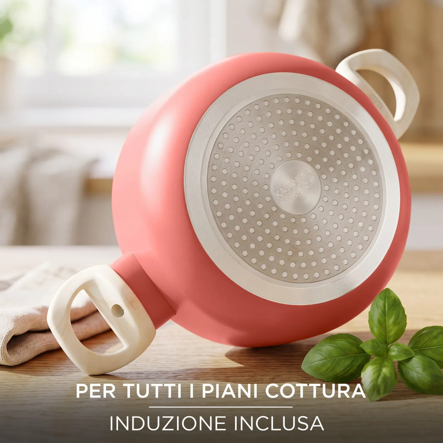Mini casseruola 12 cm corallo Cooking Therapy con coperchio