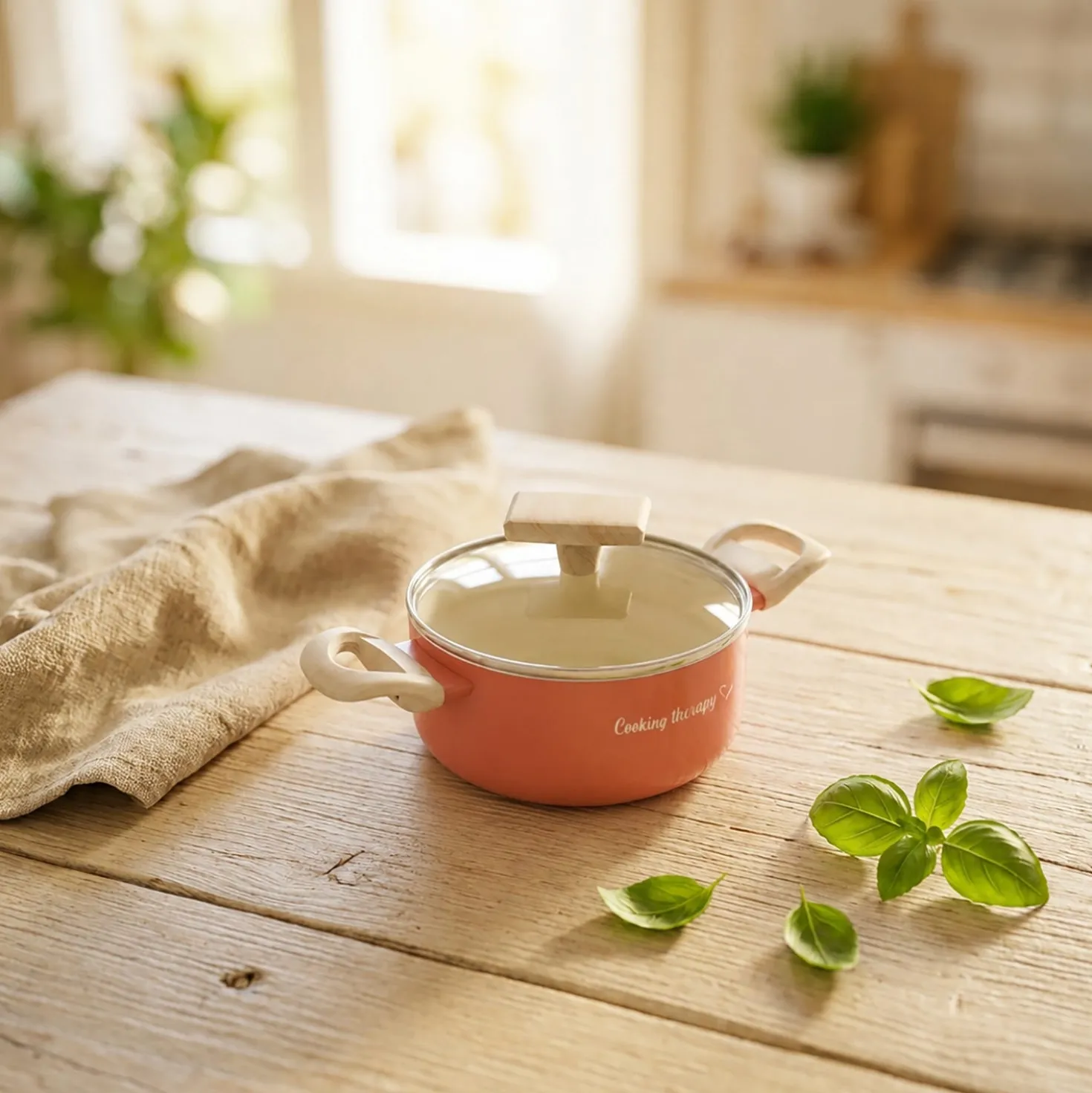 Mini casseruola 12 cm corallo Cooking Therapy con coperchio