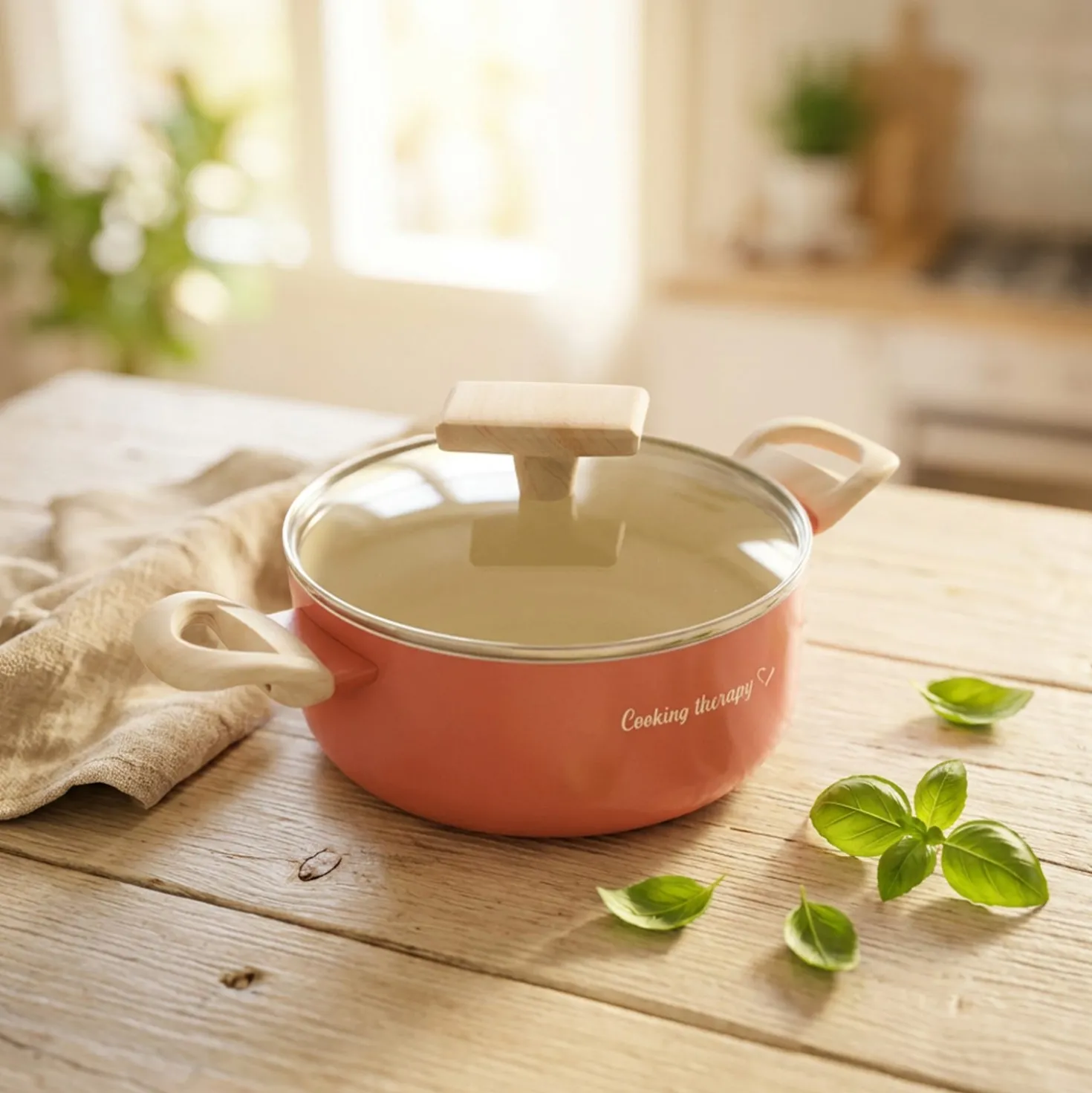 Mini casseruola 14 cm corallo Cooking Therapy con coperchio