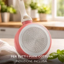 Mini casseruola 12 cm corallo Cooking Therapy un manico e coperchio