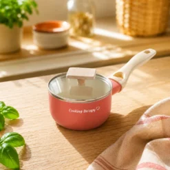 Mini casseruola 12 cm corallo Cooking Therapy un manico e coperchio