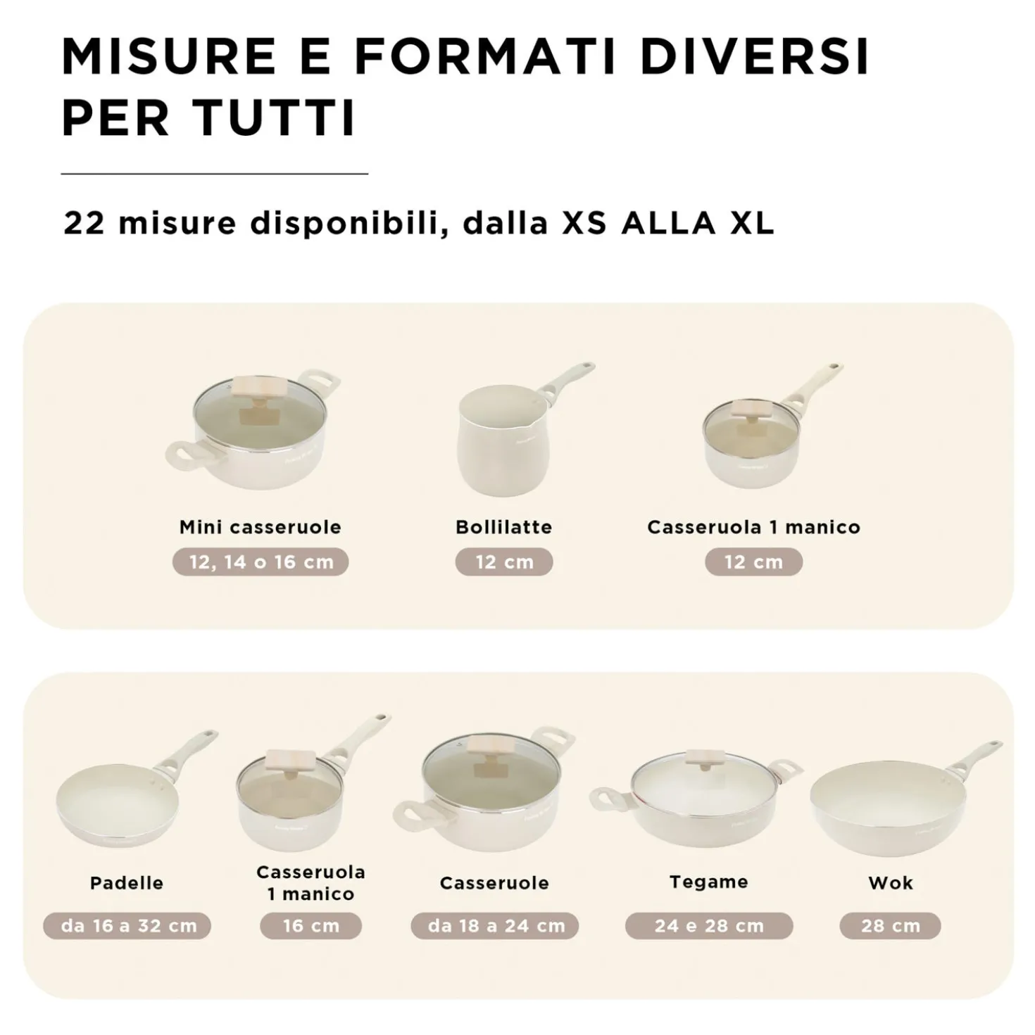 Mini casseruola 12 cm sabbia Cooking Therapy un manico e coperchio