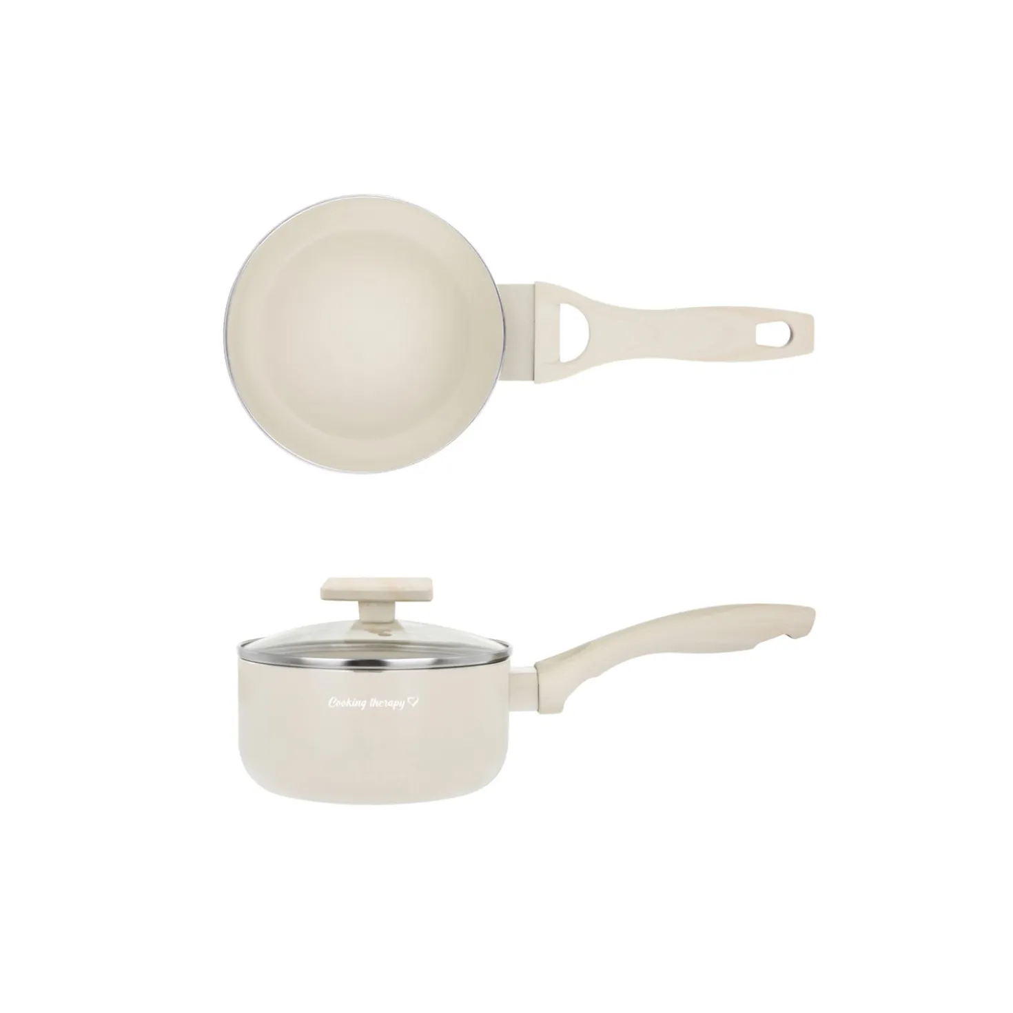 Mini casseruola 12 cm sabbia Cooking Therapy un manico e coperchio