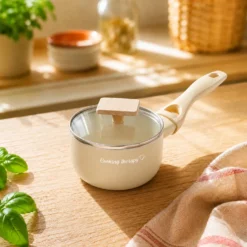 Mini casseruola 12 cm sabbia Cooking Therapy un manico e coperchio