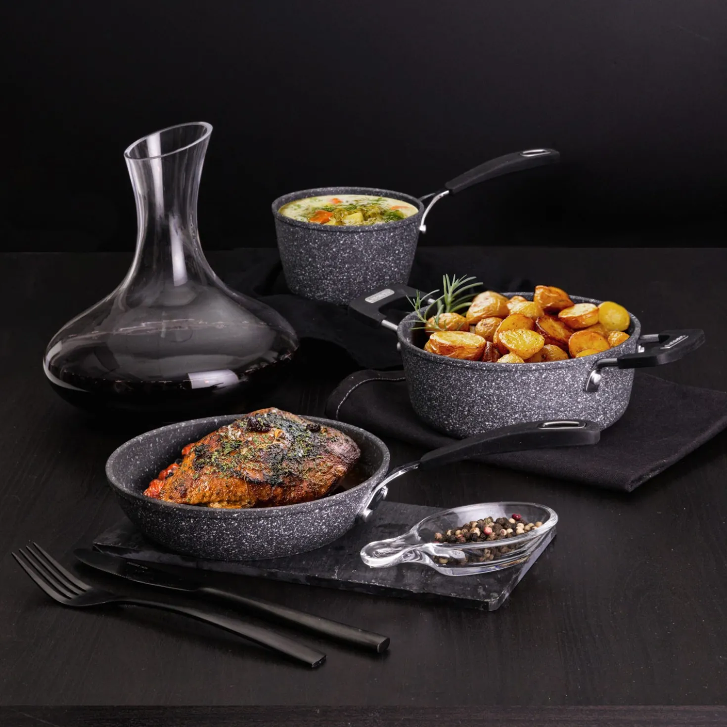 Mini casseruola 1 manico 12 cm Petra Dark