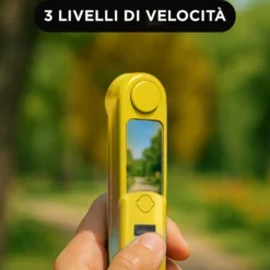 Miniventilatore giallo con specchio, power bank e torcia