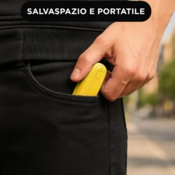 Miniventilatore giallo con specchio, power bank e torcia