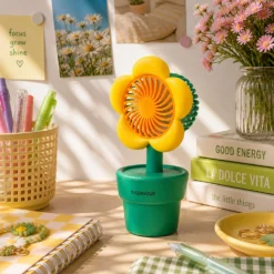 Mini ventilatore senza fili fiore giallo
