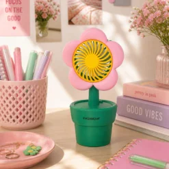 Mini ventilatore senza fili fiore rosa