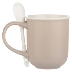 Mug caffè beige 400 ml con cucchiaino