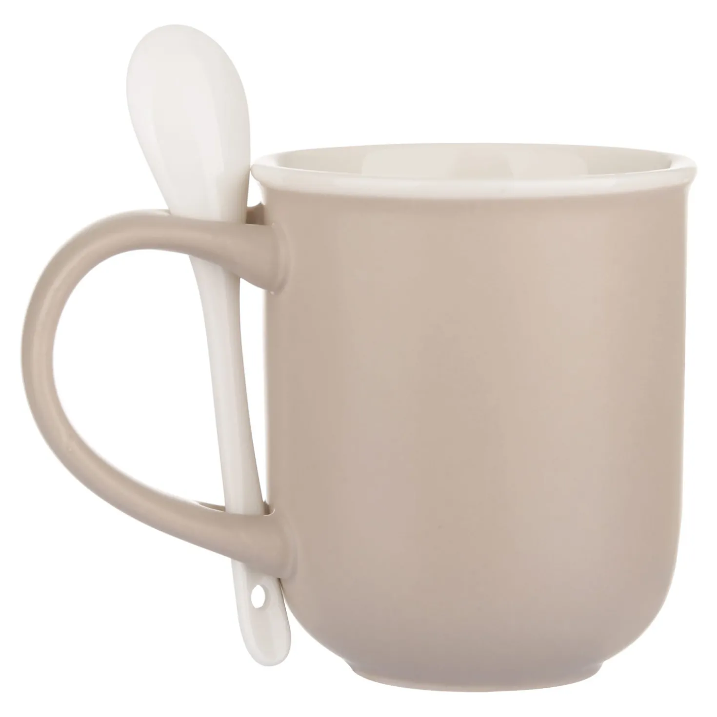 Mug caffè beige 400 ml con cucchiaino