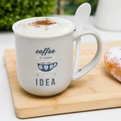 Mug caffè beige 400 ml con cucchiaino