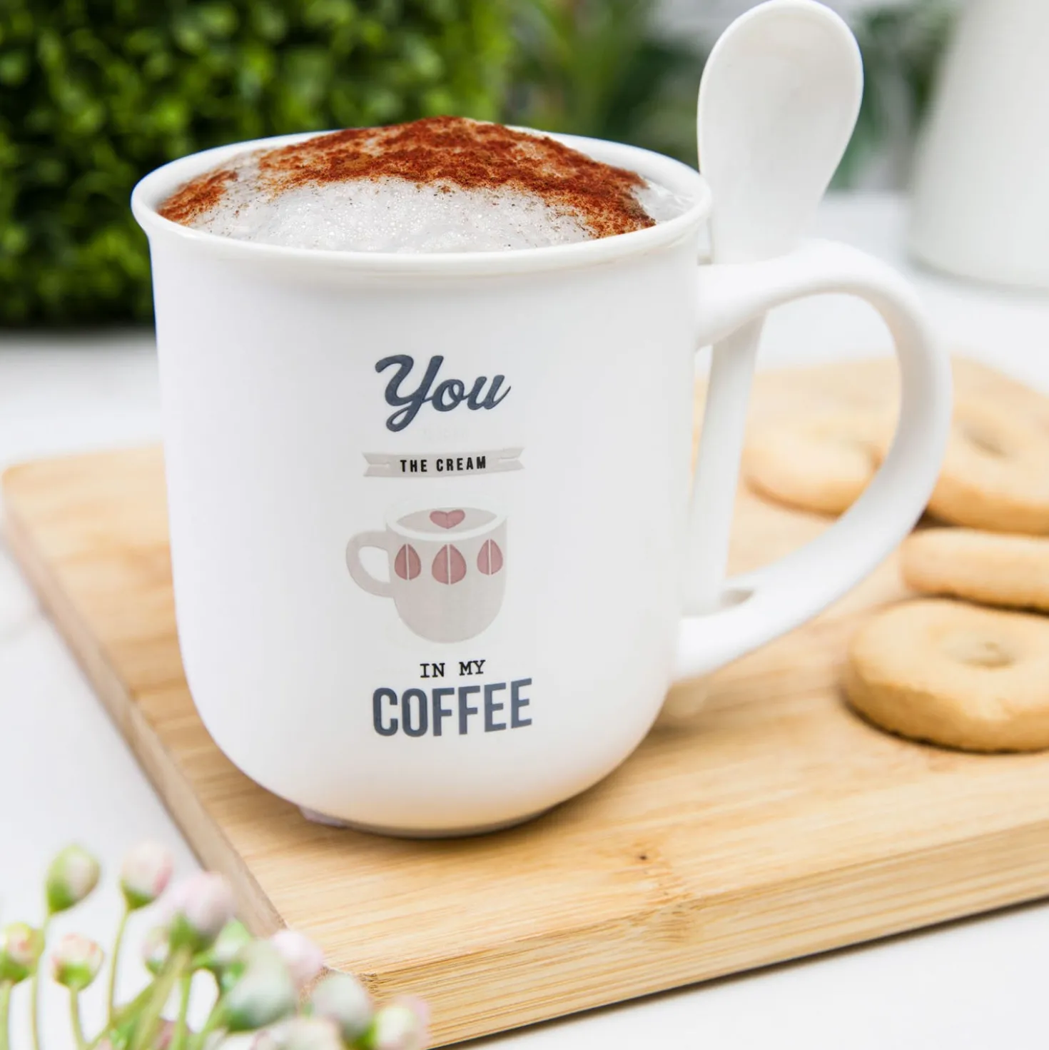 Mug caffè bianca 400 ml con cucchiaino