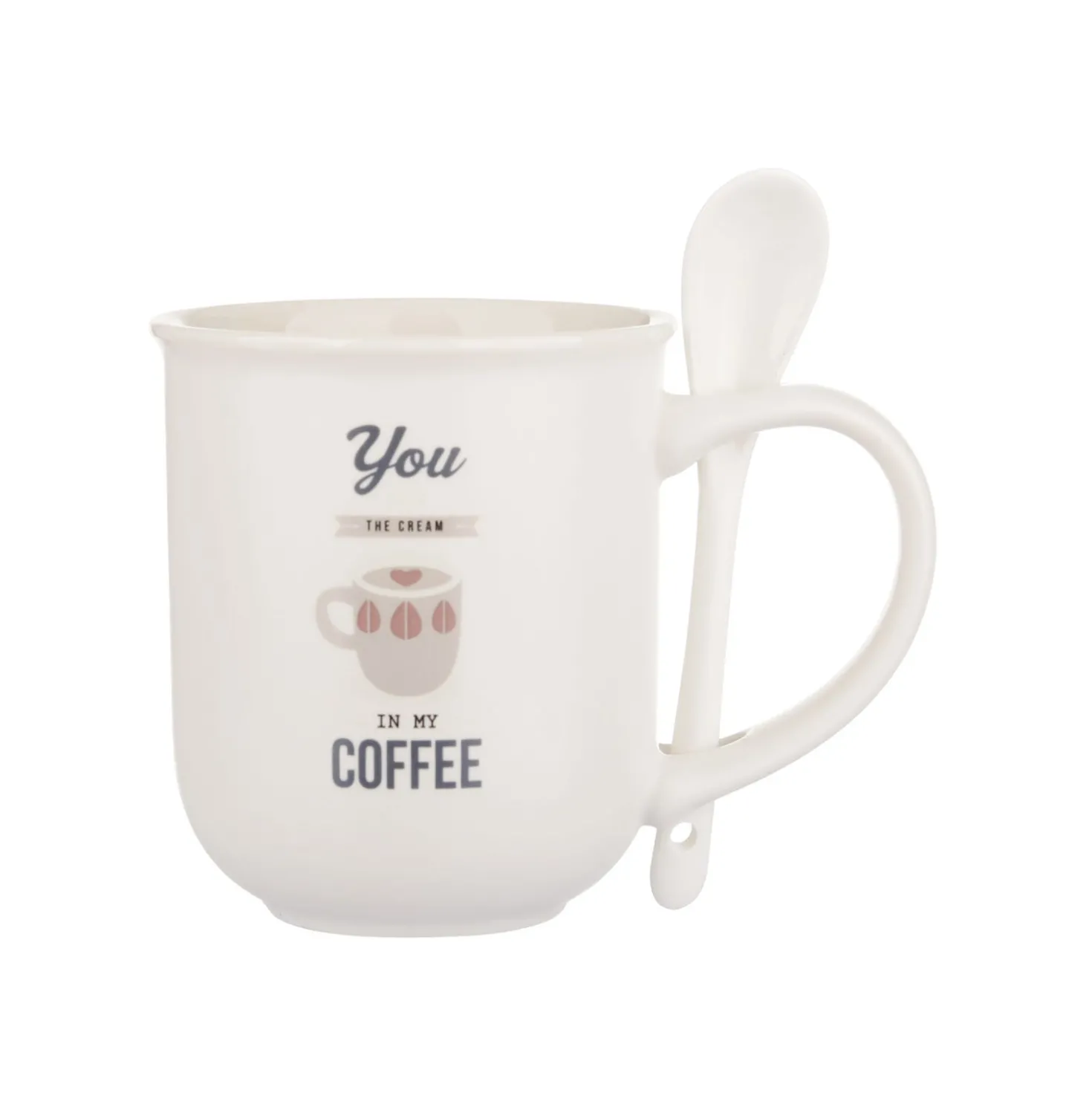 Mug caffè bianca 400 ml con cucchiaino