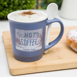 Mug caffè blu 400 ml con cucchiaino