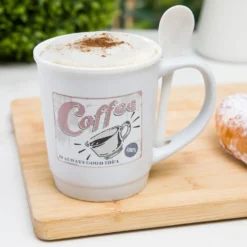 Mug caffè grigia 400 ml con cucchiaino