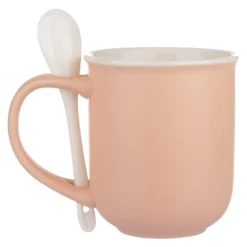 Mug caffè rosa 400 ml con cucchiaino