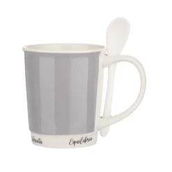 Mug grigia 400 ml con cucchiaino