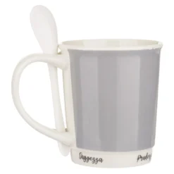 Mug grigia 400 ml con cucchiaino