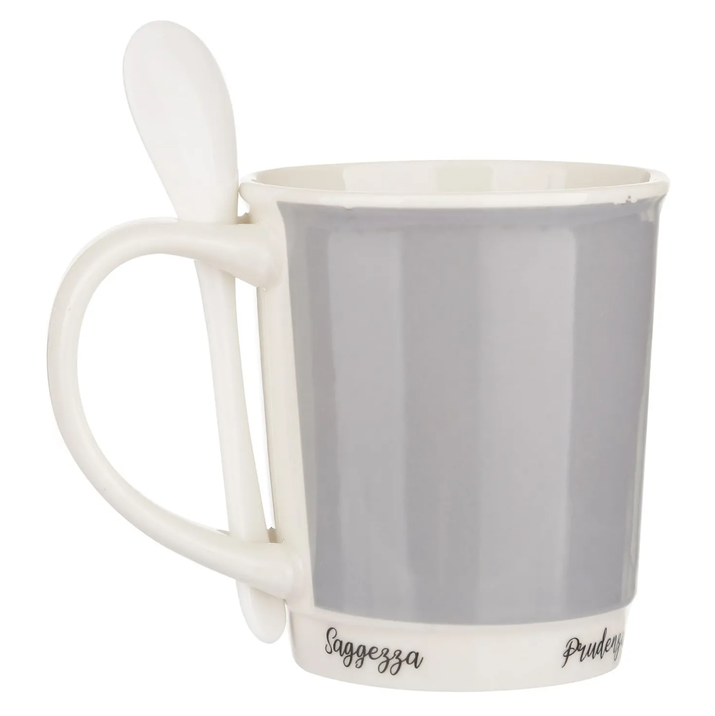 Mug grigia 400 ml con cucchiaino